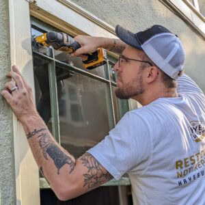 Freshly restored historic window installation by Hayes Window Restoration professionals.