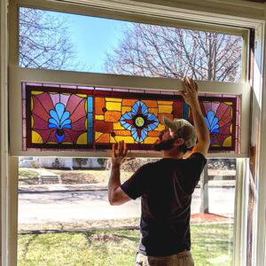 Stained glass window restoration by Hayes Window Restoration. Skilled craftsmanship in window repair.
